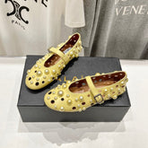 ALAIA PEARL MARY JANE SHOES IN YELLOW CORN LAMBSKIN